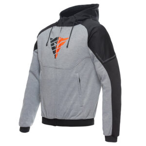 SUDADERA TÉCNICA DAINESE DAEMON-X SAFETY HOODIE FULL ZIP GRIS/ NEGRO/ ROJO FLUOR