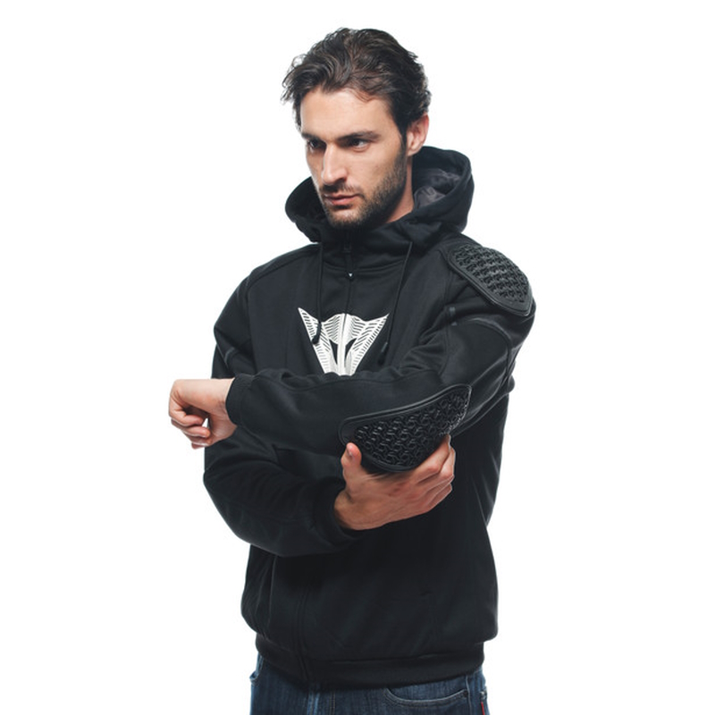 SUDADERA TÉCNICA DAINESE DAEMON-X SAFETY HOODIE FULL ZIP NEGRO/ NEGRO/ BLANCO - Imagen 2